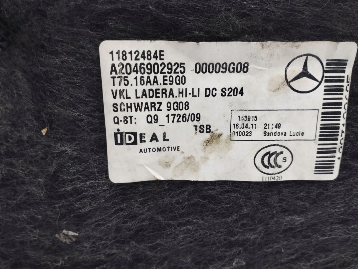 MERCEDES-BENZ C W204 2011 GAUCHE CÔTÉ CARDAN COUVERCLES DE COFFRE