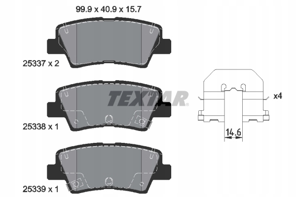 TEXTAR PLAQUETTES FREIN ARRIÈRE KIA PICANTO III 1.0/1.2 2017-
