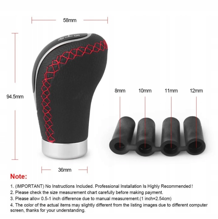 UNIVERSELLE POMMEAU DE VITESSE CHANGEMENTS VITESSE VERS VOITURE CUIR ROUGE RIEN SPORT TUNING