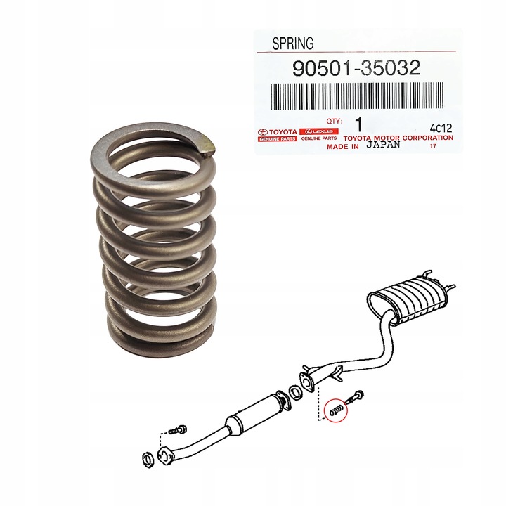 RESORTE SUJECIÓN DE ESCAPE LEXUS IS200 IS300 IS220D RX300 RX450H OEM TOYOTA 