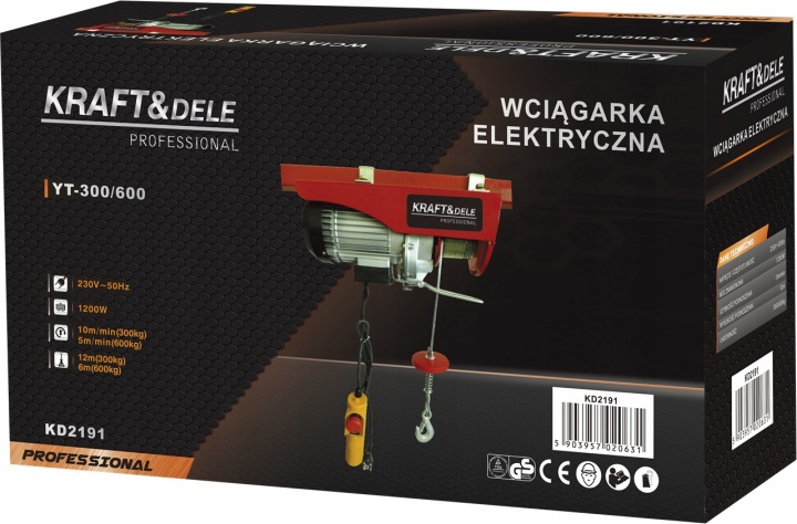 WYCIAGARKA WCIAGARKA ÉLECTRIQUE 230V 1200W 300/600KG TÉLÉCOMMANDE ACIER CÂBLE