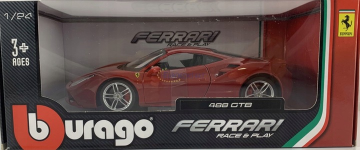 FERRARI 488 GTB BORDOWY MODELIS 1:24 BBURAGO 26013 nuotrauka 3