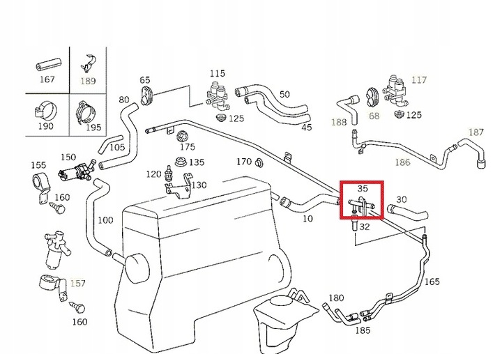 MERCEDES W202 W208 CONECTOR TUBOS CALENTADOR 