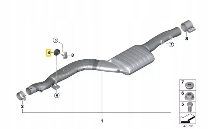 BMW 5 G30 CAOUTCHOUC FIXATION CATALYSEUR 18208599519 8599519