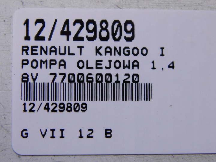 RENAULT KANGOO I POMPE HUILES 1.4B 7700600120