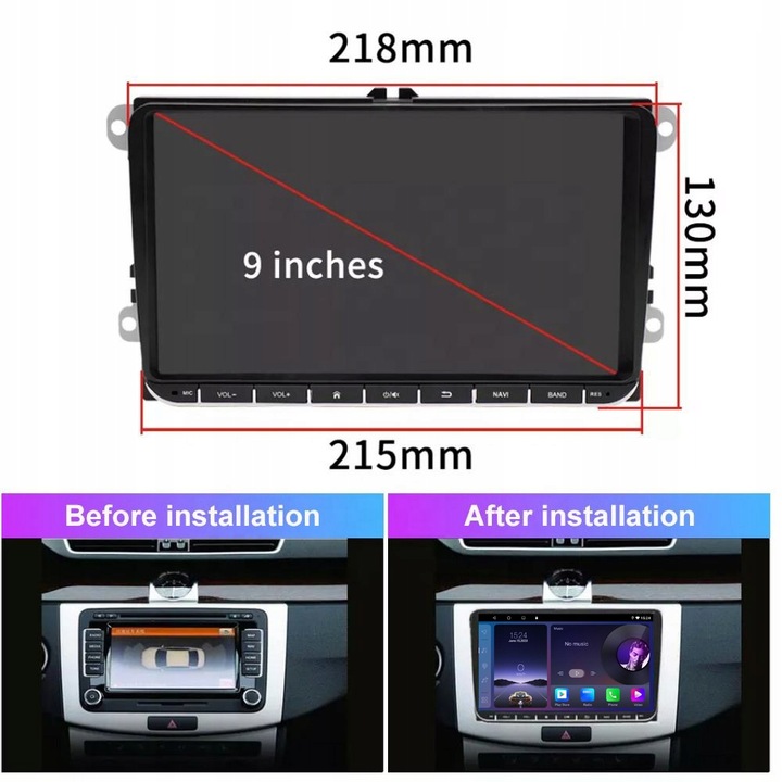 RADIO 2DIN ANDROID VW GOLF 5 V 6 VI PASSAT B6 B7 TIGUAN TOURAN CC 2GB/64GB 