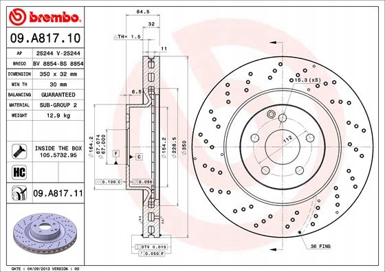 DISCOS ZAPATAS PARTE DELANTERA BREMBO MERCEDES SL 