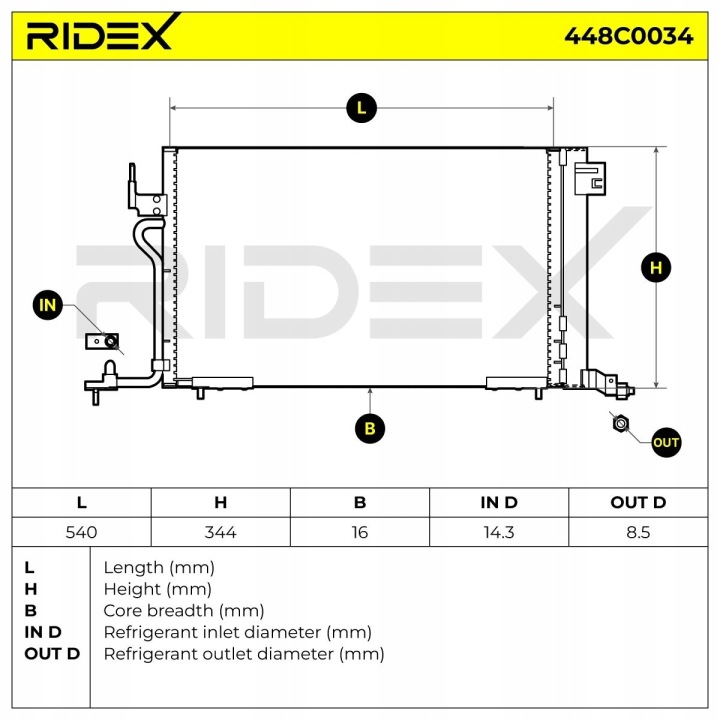 RIDEX 448C0034 RADIATEUR CLIMATISATION SANS SÉCHOIR VERS VOLVO V70 II (285)