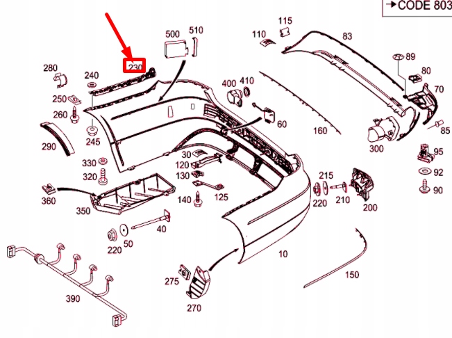 MERCEDES-BENZ E W212 PARE-CHOCS ARRIÈRE GAUCHE STABILISATEUR A2128850763 ORIGINAL