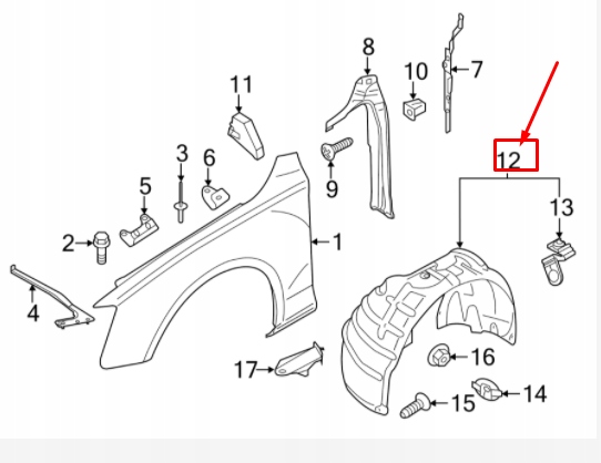 AUDI A4 B8 PASSAGE DE ROUE AVANT GAUCHE 8K0821171P ORIGINE