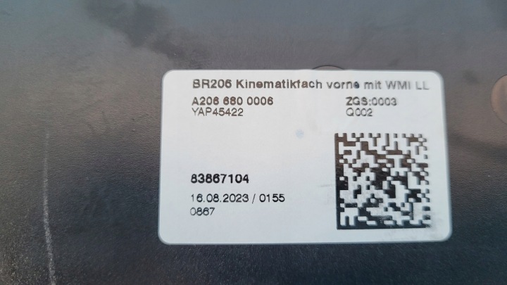 MERCEDES W206 C200 23R BOÎTE À GANTS CONSOLES CENTRALE A2066800006