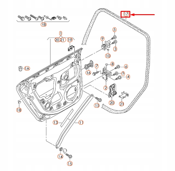 AUDI A3 8P JOINT D'ÉTANCHÉITÉ INTÉRIEURE PORTES ARRIÈRE 8P4833721A28P ORIGINALE