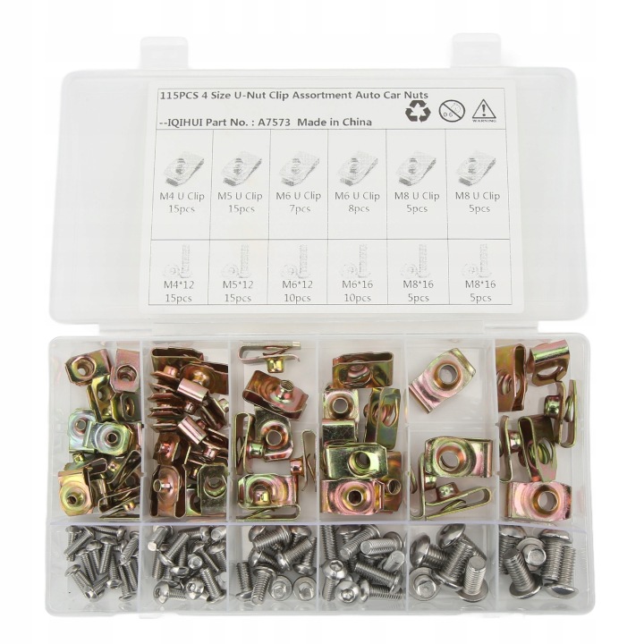 115 PIÈCES KIT KLIPSOW NAKRETKOWYCH U 4 TAILLE M4 M5 M6 M8 VERS
