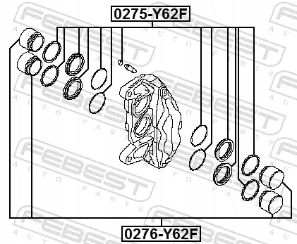 KIT DE REPARACIÓN SOPORTE HAM.GO PARTE DELANTERA 0275-Y62F FEBEST 