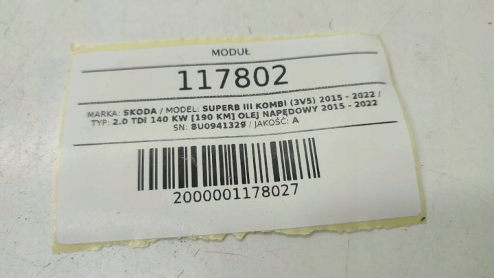 MODULE CONTRÔLEUR FREINS MANUEL SKODA SUPERB III 6G912598CE