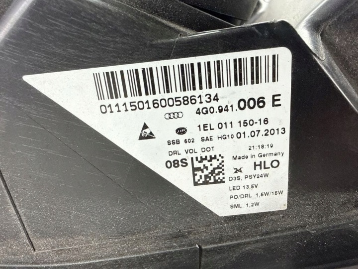 PROJECTEUR DROITE CÔTÉ AUDI A6 S6 C7 4G 4G0941006E