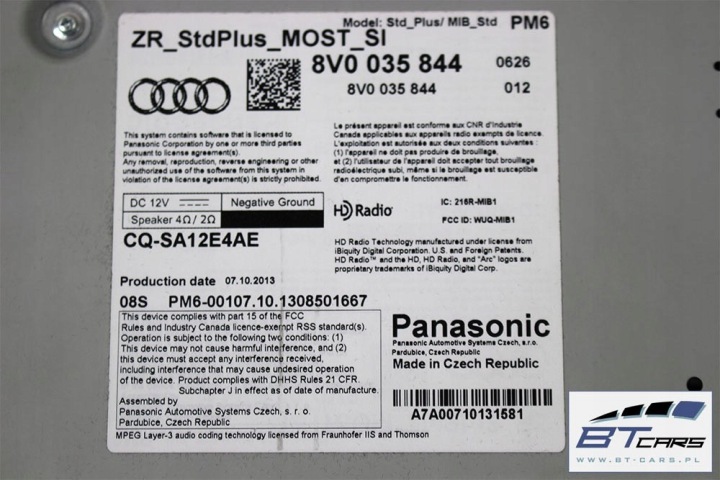 AUDI A3 KIT MMI PANNEAU MONITEUR LECTEUR DE CARTE 8V0035844 8V0919603C 8V0919614B