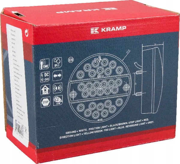PHARE ARRIÈRE COMBINÉ LED RONDE 142 MM 12/24V 5-PINOWA KRAMP