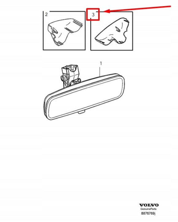 VOLVO C30 PROTECTION RÉTROVISEURS INTERNE DROIT 30762503 ORIGINALE