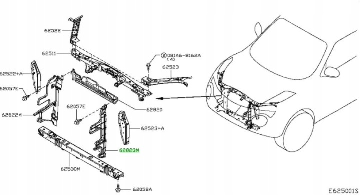 GUIDE AIR AVANT GAUCHE NISSAN JUKE OE 62823-BA61A