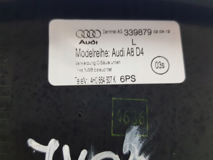 MOULURE PROTECTION REVÊTEMENT SEUIL AUDI A8 D4 GAUCHE ARRIÈRE GAUCHE ARRIÈRE