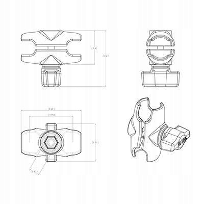 RAM MOUNT RĖMAS O DLUGOSCI 6 CM Z GNIAZDAMI W ROZMIARZE B 1″ RAM-B-201U-A nuotrauka 14