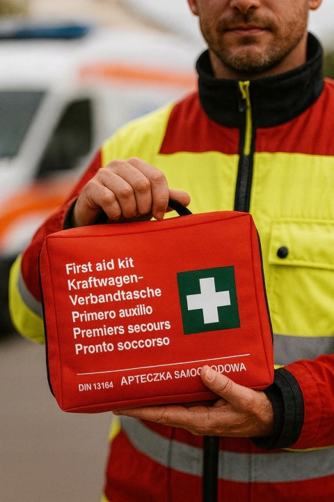 TROUSSE DE PREMIERS SECOURS PREMIÈRE AIDE MATERIALOWA AUTOMOBILE ÉQUIPEMENT DIN 13164