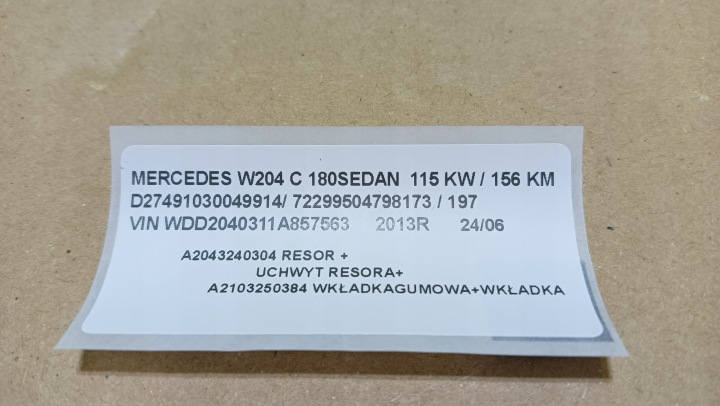 RESSORT A2043240304 POIGNÉE RESSORT ENSEMBLE ARRIÈRE MERCEDES W204