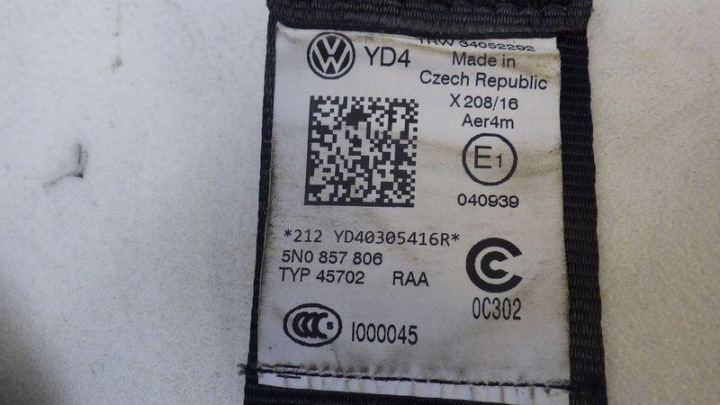 CEINTURE DE SÉCURITÉ DROIT ARRIÈRE VW TIGUAN I 5N 5N0857806