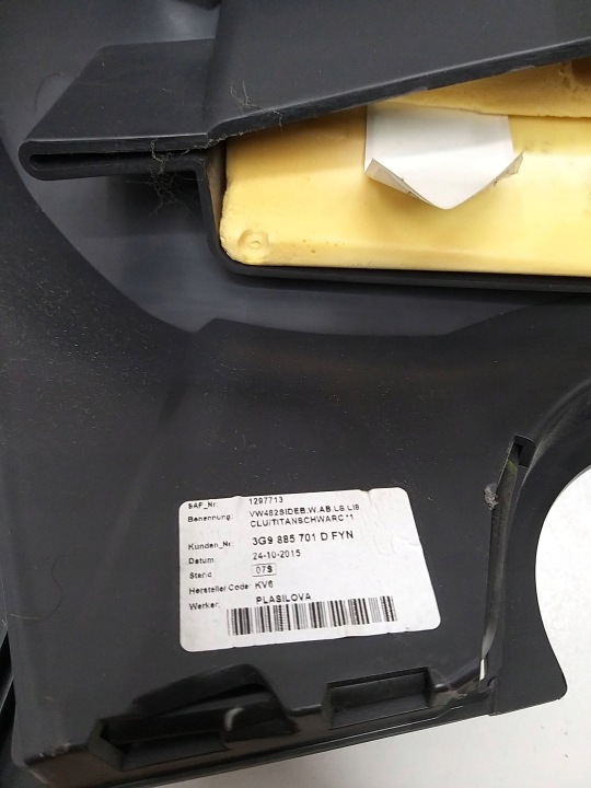 VW PASSAT B8 UNIVERSEL COUSSIN AIRBAG COLLECTEUR BANQUETTES ARRIÈRE ARRIÈRE GAUCHE 3G9885701D
