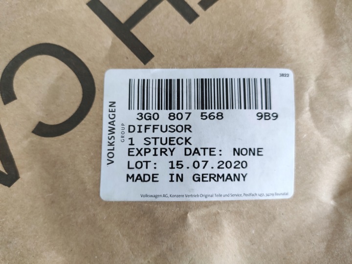 SPOILER DOUBLURE PARE-CHOCS ARRIÈRE ARRIÈRE VW PASSAT B8 LIFT 3G0807568