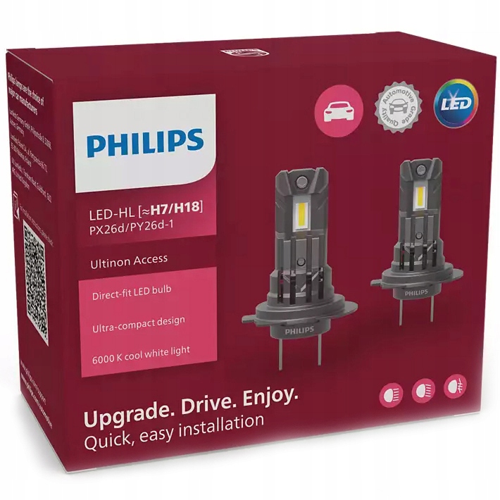 LUCES DIODO LUMINOSO LED H7 PHILIPS ACCESS 6000K + W5W WHITE CITROEN C3 C4 C5 BERLINGO 