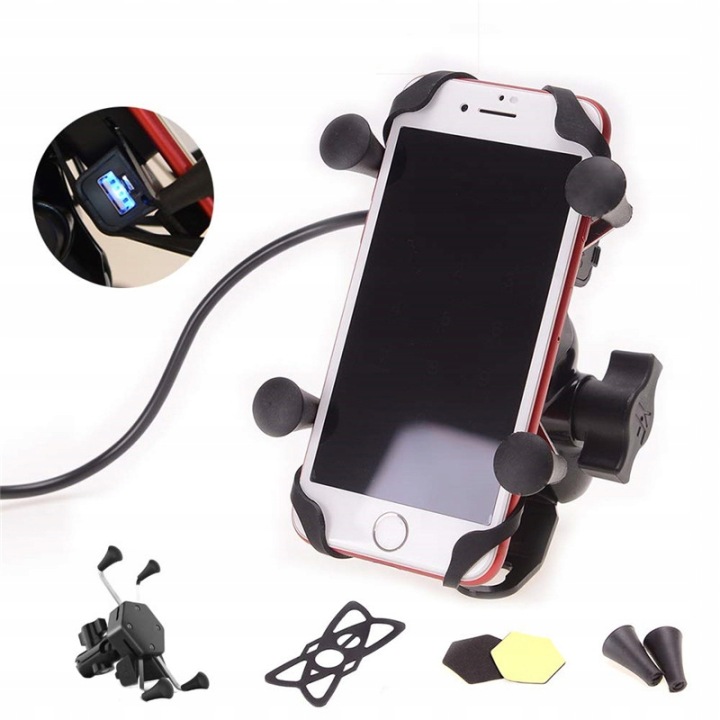2× POIGNÉE SUR TÉLÉPHONE USB 2.1A MOTOCYCLETTE SUR RÉTROVISEUR