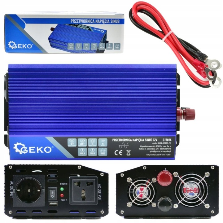 GEKO CONVERTISSEUR NAPIEC SINUS 12V/230V 1000/2000W G17014
