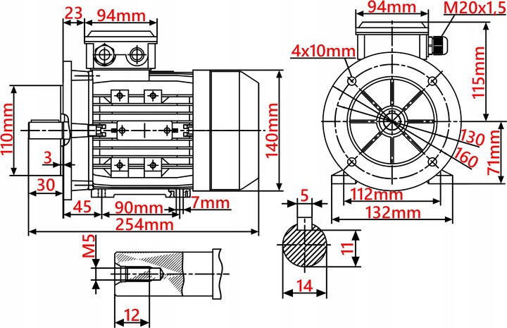 VARIKLIS Z JUNGE 0,55KW 230V 1390OBR 3-FAZOWY nuotrauka 2