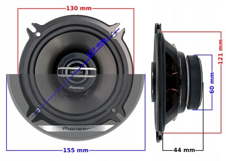 ALTAVOCES DE AUTOMÓVIL PIONEER DISTANCIAS PARA OPEL CORSA B C TIGRA BANDEJA PARTE TRASERA 