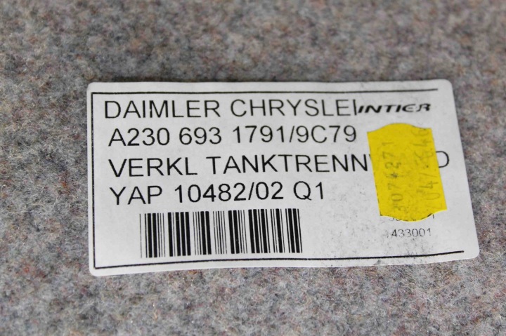 REVÊTEMENT COUVERCLES DE COFFRE MERCEDES-BENZ SL (R230) A2306931791 5.0L GASOLINE