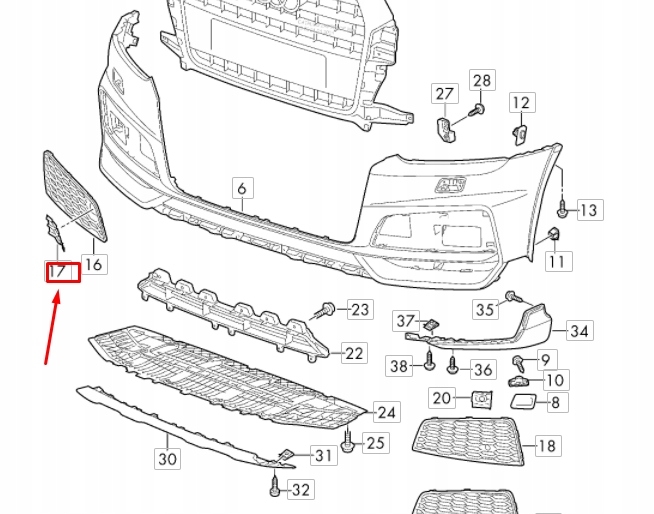 AUDI Q3 8U PROTECTION DROIT CROCHET REMORQUAGE PARE-CHOCS 8U0807241DT94