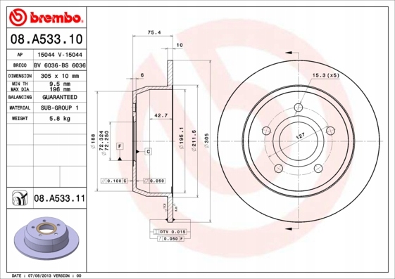 DISCOS ZAPATAS PARTE TRASERA BREMBO JEEP GRAND CHEROKEE II 