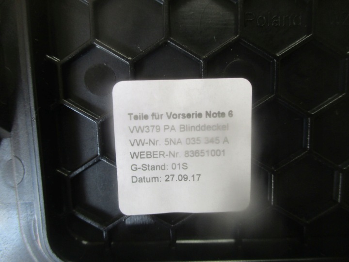 CHÂSSIS TUNNELS BOUTON 517863284G VW GOLF SPORTSVAN
