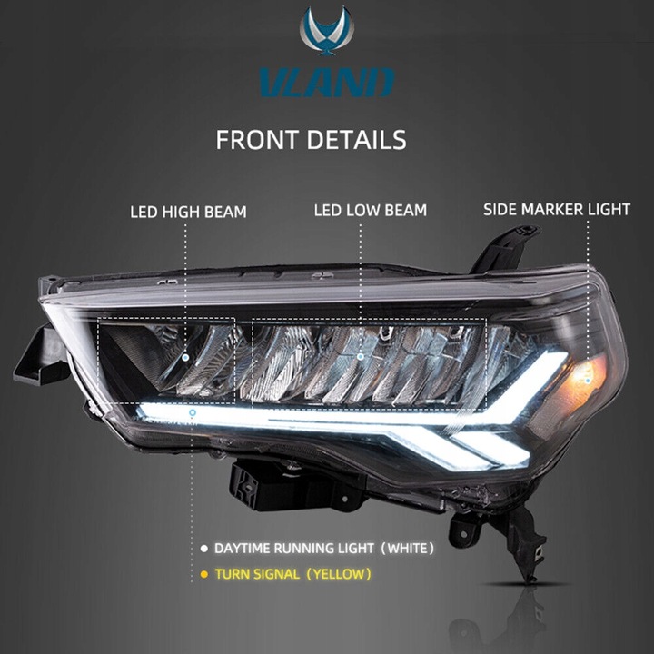 FARO FAROS COMPLETO DIODO LUMINOSO LED VLAND JUEGO TOYOTA 4RUNNER 2014-2020 