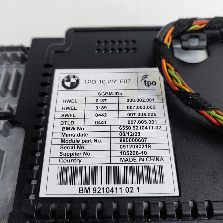 BMW 5 GT F07 2010 MONITEUR MONITEUR ÉCRAN