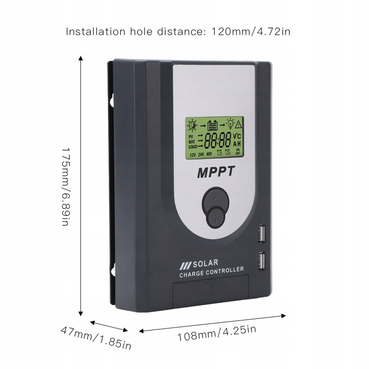 20A MPPT RÉGULATEUR LADOWANIA SLONECZNEGO 260W 12V 520W 24V PARAMETR QH
