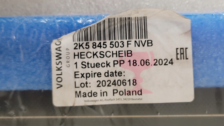 VITRE ARRIÈRE CHAUFFANTE VW CADDY III 2K5845503F NVB 2015- NEUF ORIGINALE