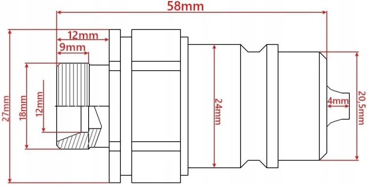MANOMÈTRE 250 BAR RACCORD RAPIDE PUCE EURO M18