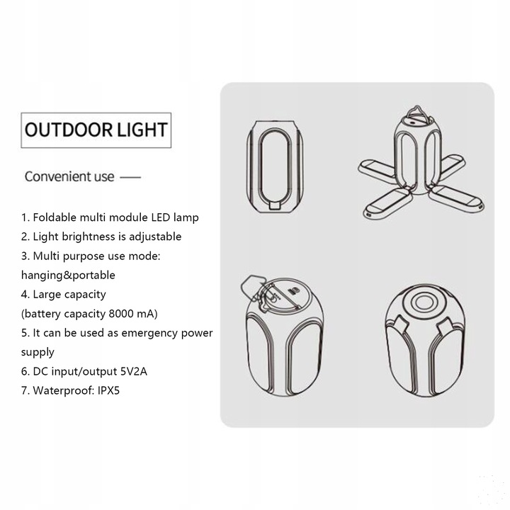 OUTDOOR CAMPING DIODO LUMINOSO LED NIGHT-GREY 