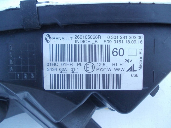 PROJECTEUR PHARE AVANT CÔTÉ DROITE RENAULT CAPTUR 030128120200