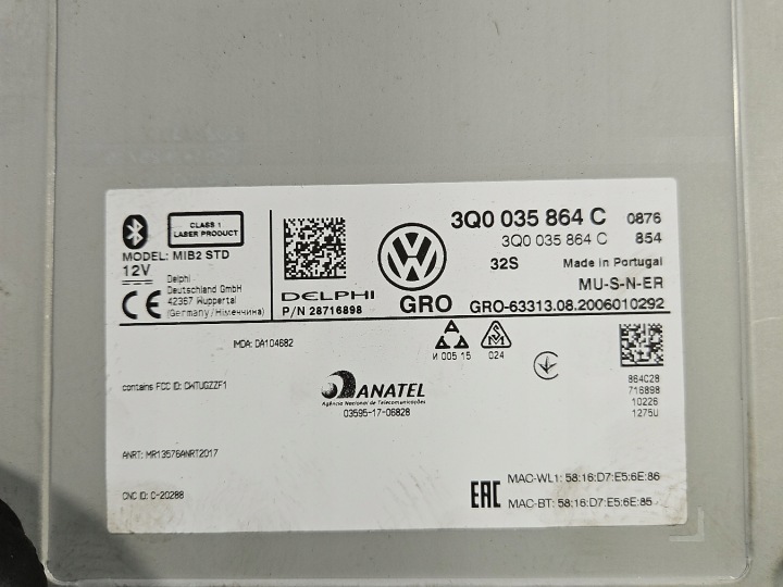 NAVIGATION LECTEUR DE CARTE VW TIGUAN II 16-20 3Q0035864C