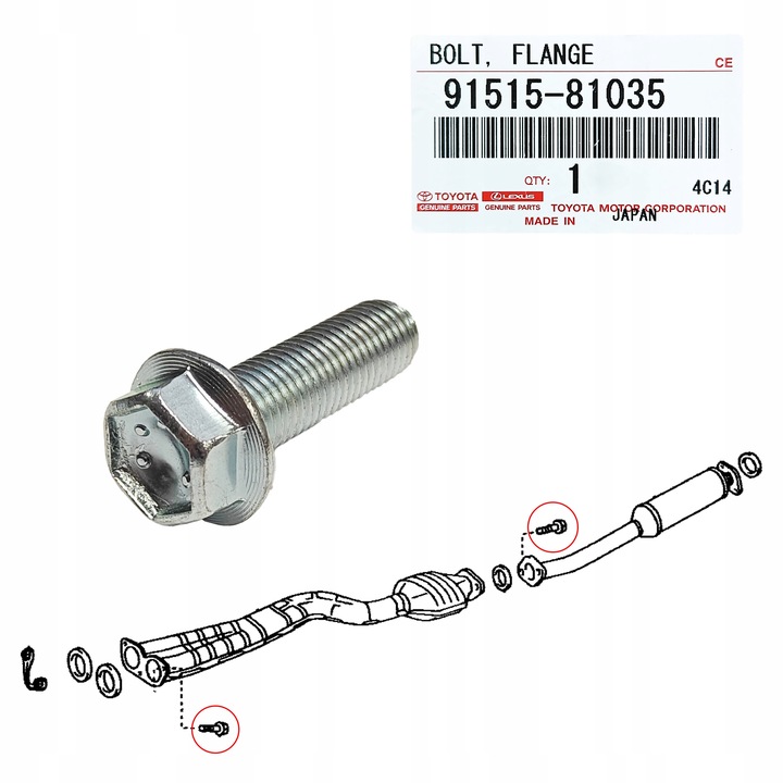 PERNO DE MONTAJE DE ESCAPE LEXUS IS200 IS300 SC430 OEM TOYOTA 