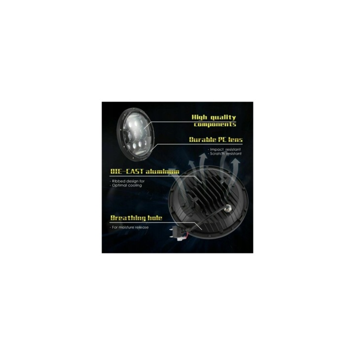 ENSEMBLE 2 PCS UNIWERSALNYCH PHARES 7 ÉTRIERS (18 CM) LED/HALOGEN, 12V-24
